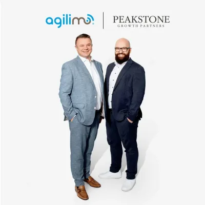 agilimo Geschäftsführer (v.l.): Marcus Heinrich (CEO), Thomas Edelmann (CTO) agilimo gewinnt Peakstone Growth Partners als Wachstumsinvestor