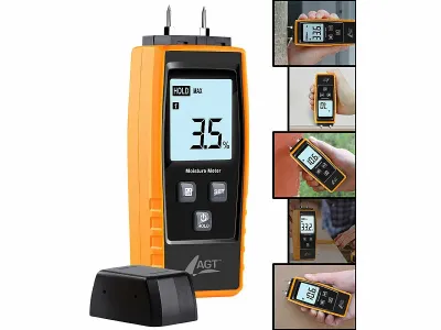 AGT Mobiler 4in1-Feuchtigkeitsdetektor, Batterie-Betrieb, LCD-Display, www.pearl.de AGT Mobiler 4in1-Feuchtigkeitsdetektor