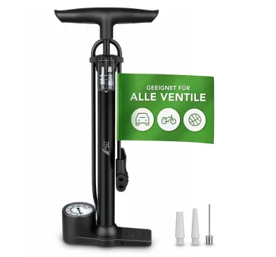 AGT Stand-Luftpumpe für alle gängigen Ventile, bis 160 psi / 11 bar, 48 cm / www.pearl.de / PEARL AGT Stand-Luftpumpe für alle gängigen Ventile, 160 psi