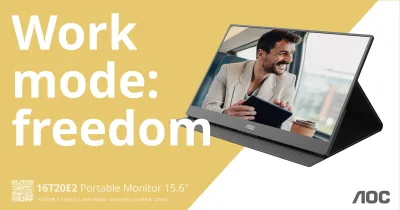 Anschlussfreudig und portabel: der AOC 16T20E2 Auch unterwegs immer produktiv: der portable Monitor AOC 16T20E2