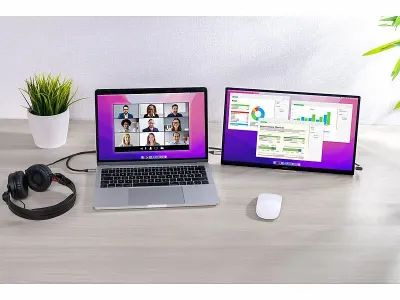 auvisio Mobiler/tragbarer 15,6"/39,6 cm-IPS-Superslim-Monitor EZM-220
