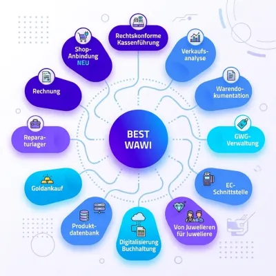 BEST WAWI: Ausgezeichnete, cloudbasierte Komplettlösung für Juweliere und Uhrmacher. Ausgezeichnete All-in-One-Lösung für Juweliere