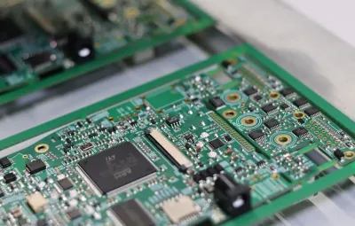 Bestückte Leiterplatte aus der Elektronikfertigung von DOMMEL DOMMEL steuert Supply Chain mit MiG von Perzeptron: Prozesse im Griff