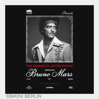 BRUNO MARS LIVE IM 808 NACHTKLUB IM BIKINI BERLIN BRUNO MARS LIVE IM 808: BIKINI BERLIN LÄDT ZU VERANSTALTUNG