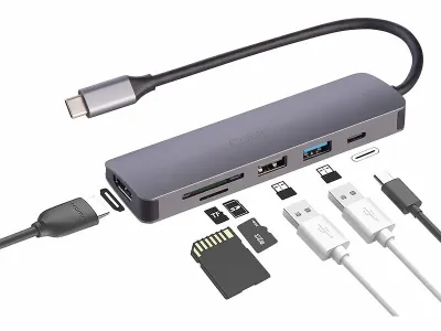 Callstel 6in1-Dockingstation, 4K HDMI, USB-C, PD