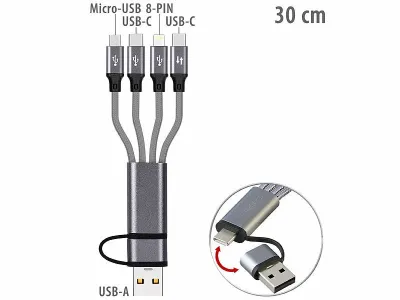 Callstel 8in1-Lade- & Datenkabel USB-C/A zu USB-C/Micro-USB