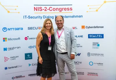 Dr. Swantje Westpfahl, Direktorin des Institutes for Security and Safety, und Johann Miller NIS-2 Kongress bringt neue Impulse für Cybersecurity