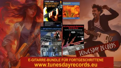 Wer ein E-Gitarre Buch sucht wird spannende Lehrwerke beim Tunesday Records Musikverlag entdecken. E-Gitarre Buch kaufen mit Video- & MP3-Download