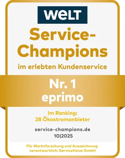 eprimo überzeugt erneut als Service-Champion im Bereich Ökostrom