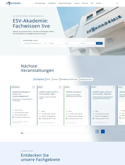 ESV-Akademie Website Neuer Webauftritt der ESV-Akademie