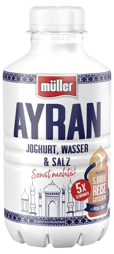 Exklusives Ayran-Gewinnspiel der Molkerei Müller: 5 x 5.000 Euro Reisegutscheine gewinnen Mit jedem Schluck Ayran dem Urlaub ein Stück näher!