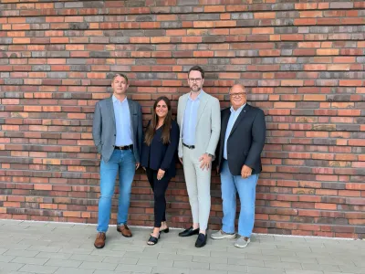 Auf dem Foto (v. l. n. r.): Eric Gastel, Kristin Dittmar, Philip Steige und Markus Lanz. InterLog Management vollzieht strategische Neuausrichtung