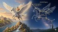 Pegasos / Pegasus: Geflügeltes Pferd + Sternenzelt
