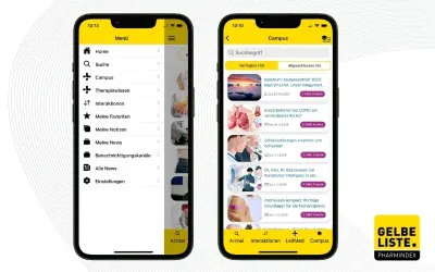 Gelbe Liste Pharmindex App: Neue Funktion und zertifizierte Online-Fortbildungen für Ärztinnen und Ärzte