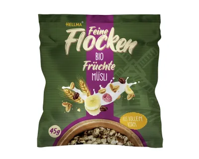 Das Hellma Früchte Müsli ist sowohl vegan als auch bio. Allgemeine Ernährungsinformationen von Hellmas Portionen