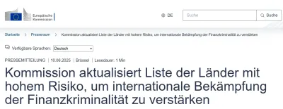 https://ec.europa.eu/commission/presscorner/detail/de/ip_25_1378 Die Europäische Kommission aktualisiert ihre Liste der Länder mit hohem Risiko im (AML/CFT)