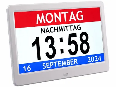 infactory Digital-Uhr mit 7"-Display, Wecker, Medizin-Erinnerung, Mediaplayer, www.pearl.de infactory Digital-Uhr mit 7"- bzw. 10"-Display