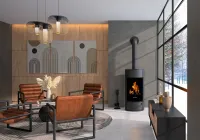Kaminöfen in pureBLACK setzen Maßstäbe in der modernen Raumgestaltung Die Kunst der vollkommenen Reduktion: Kaminofen in pureBlack als Teil der Architektur