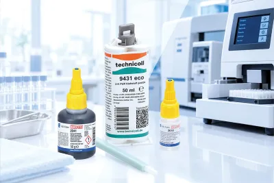 Klebstofflösungen für Medizintechnik: technicoll® 9431 eco sowie Vibra-TITE® Cyanacrylatklebstoffe. Präzision beginnt in der Klebfuge: technicoll® 9431 eco für medizintechnische Messsysteme