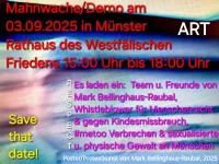 Kunst Poster zur Mahnwache/Demo "Time to say Goodbye, OB Lewe" Whistleblower Mark Bellinghaus-Raubal lädt zu Kunst-Mahnwache/Demo am 03.09.2025 in Münster 15:00 - 18:00 ein