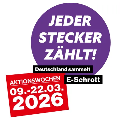 Logo Aktion Jeder Stecker zählt Die Aktionswochen "Jeder Stecker zählt! Deutschland sammelt E-Schrott" starten - und wir machen mit!