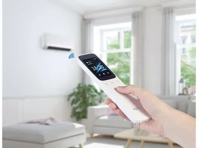 Luminea Home Control 2in1-WLAN- und IR-Touch-Fernbedienung (Die Bildrechte liegen bei dem Verfasser der Mitteilung.) Luminea Home Control 2in1-WLAN- und IR-Touch-Fernbedienung