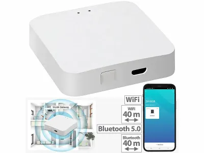 Luminea Home Control WLAN-Gateway mit Bluetooth-Mesh für ELESION- u. Smart-Life-Geräte, www.pearl.de Luminea Home Control WLAN-Gateway mit Bluetooth-Mesh