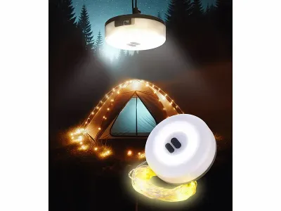 Lunartec 2in1-Akku-Campingleuchte mit Lichterkette Lunartec 2in1-Akku-Campingleuchte mit Lichterkette