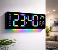 Lunartec Große Digital-Wanduhr mit 9-farbiger Anzeige