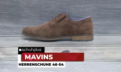MAVINS: Große Herrenschuhe von Gr. 46 bis 54 exklusiv bei schuhplus Exklusive Übergrößen-Herrenschuhmarke MAVINS bei schuhplus