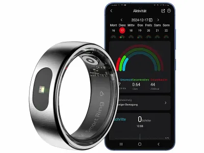 newgen medicals Fitnesstracker-Ringe FRI-101, Touch-Bedienung, Herzfrequenz, SpO2, www.pearl.de newgen medicals Fitnesstracker-Ringe FRI-101