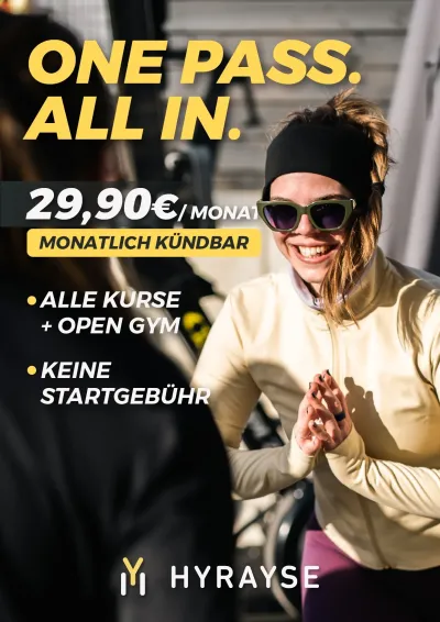 Open Gym und alle Fitnesskurse zum Flatrate-Preis von 29,90 Euro Frühlingsstart in die Outdoor-Fitness-Saison mit neuem HYRAYSE "One Pass"