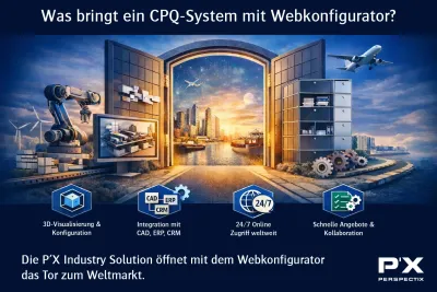 Die P´X Industry Solution öffnet mit dem Webkonfigurator das Tor zum Weltmarkt im Internet Was bringt ein CPQ-System mit Webkonfigurator?