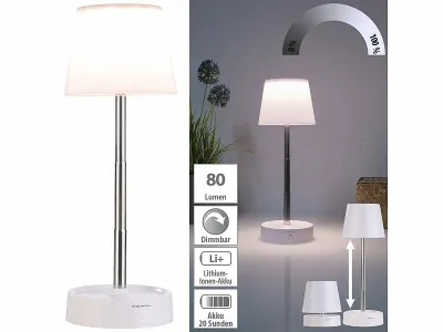 PEARL Dimmbare Teleskop-Akku-Tischleuchte mit 80 Lumen