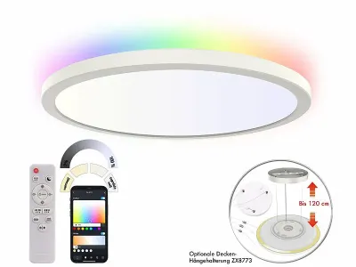 Luminea Home Control Super Slim WLAN-CCT-LED-Deckenlampe SPL-240.app