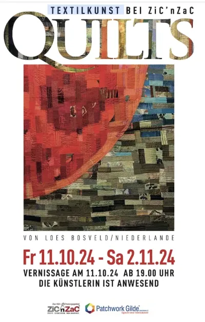 Das Poster zur ersten Ausstellung von Loes Bosveld bei ZiC'nZaC in Essen Textilkünstlerin Loes Bosveld bei ZiC'nZaC in Essen