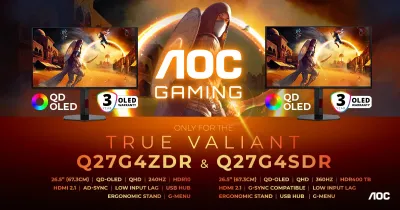 QD-OLED für alle: Premium-Paneltechnologie hält Einzug in den erschwinglichen Gaming-Bereich AOC GAMING Q27G4ZDR und Q27G4SDR: Power plus QD-OLED-Qualität im eleganten G4-Design