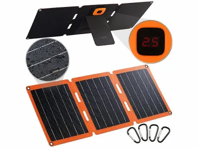 revolt 21-Watt-Solarpanel-Ladegerät, faltbar, IP65, ETFE