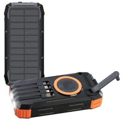 revolt Kurbel-Solar-Powerbank PB-830, 20.000 mAh, USB-C PD, Qi-kompatibel, LED / www.pearl.de revolt Kurbel-Solar-Powerbank PB-830, 20.000 mAh USB-C PD