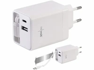 revolt USB-GaN-Netzteil mit 2x USB-C und 1x USB-A, Power Delivery bis 45 Watt, www.pearl.de revolt USB-GaN-Netzteil mit 2x USB-C und 1x USB-A