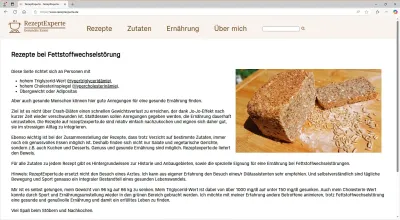 RezeptExperte.de RezeptExperte.de - Rezepte bei Fettwechselstörungen geht online