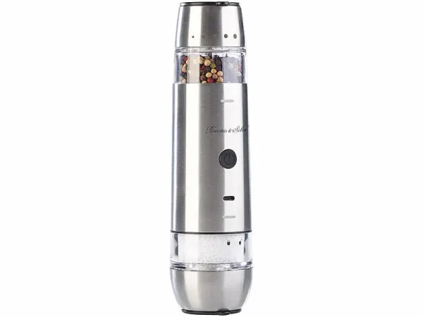 Rosenstein & Söhne Automatische 2in1-Akku-Gewürzmühle mit 2 Keramik-Mahlwerken