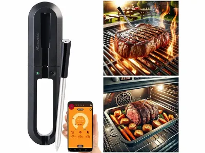 Rosenstein & Söhne Kabelloses Braten- und Fleischthermometer für Grill oder Ofen