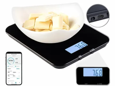 Rosenstein & Söhne Smarte Digital-Küchenwaage mit Kalorienzähler, www.pearl.de Rosenstein & Söhne Smarte Digital-Küchenwaage mit Kalorienzähler
