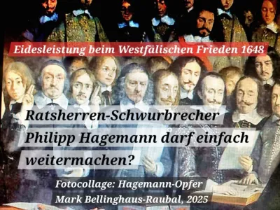 Einen Schwur zu brechen kam schon immer einem schweren Vergehen gleich. Die Stadt Münster muss sich jetzt vorhalten lassen, dass sie Philipp Hagemann SPD Münster Ratsherr RA Philipp Hagemann-Opfer Mark Bellinghaus-Raubal klagt an: Er hat den Amtseid gebrochen!