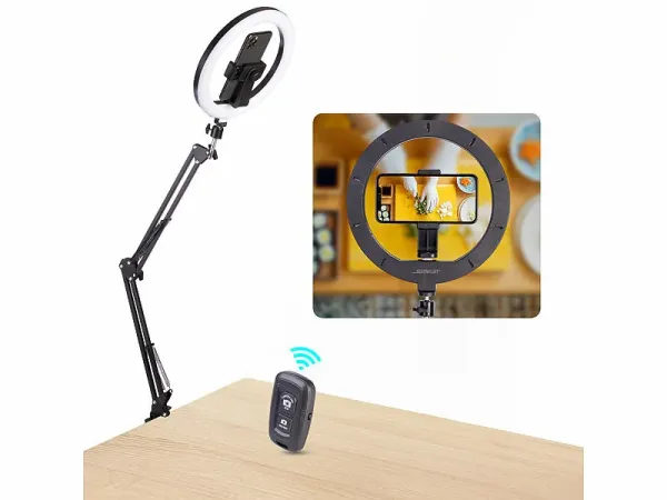 Somikon Dokumentenscanner- und Overhead-Stativ mit 10"-Ringlicht