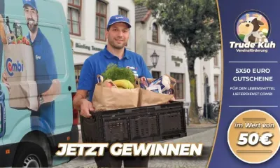 "Trude Kuh" Vereinsförderung verlost 5x50 Euro Gutschein für Combi.de 5 x 50 Euro Gutscheine für den Combi Lebensmittel-Lieferdienst
