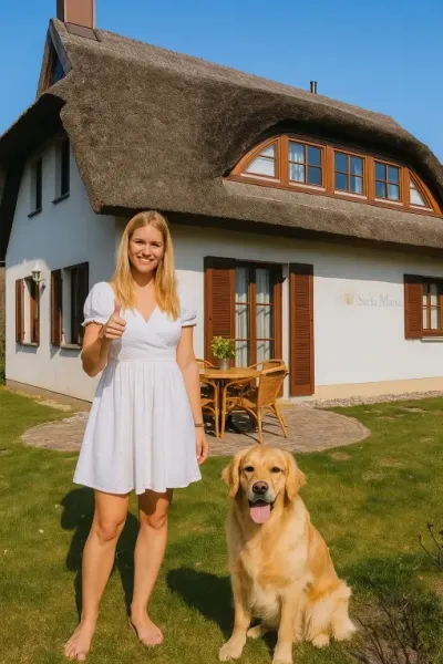 Urlaub mit Fellnasen im Reethaus am Meer Santa Maria