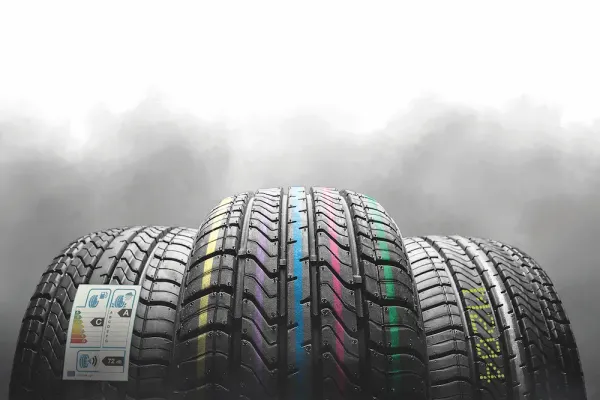 Leuchtend farbige Kennzeichnung von Gummireifen