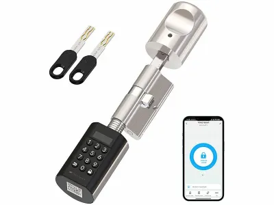 VisorTech Elektronischer Tür-Schließzylinder TSZ-805 mit PIN-Code, 2 Schlüsseln & App VisorTech Elektronischer Tür-Schließzylinder TSZ-805